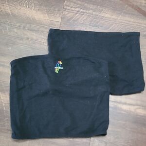 2 Black Tube Tops One Plain One With Embroidered Parrot S